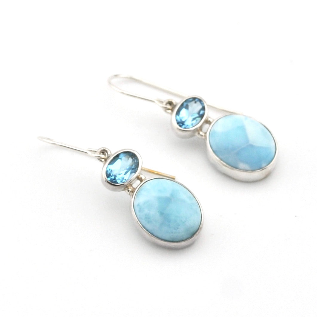Blue Topaz Larimar Dangle Earrings