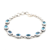 Blue Topaz Oval Bali Link Bracelet