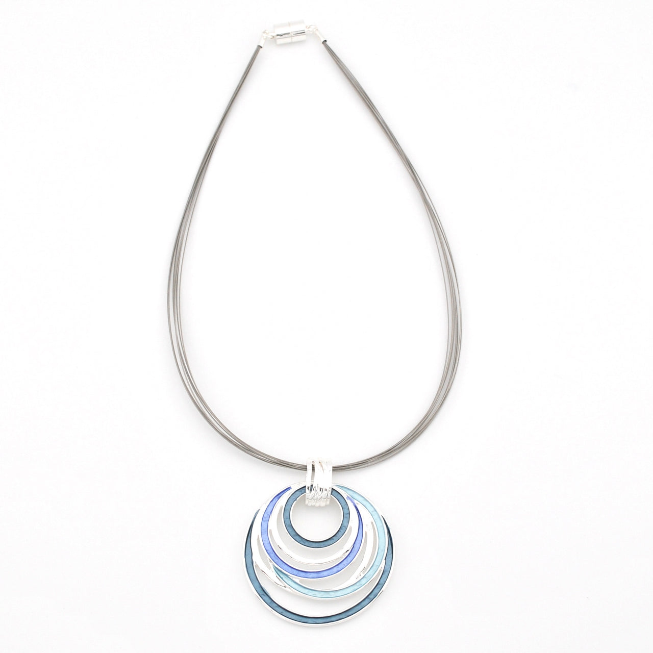 Blue Turquoise Multi Circle Pendant Necklace