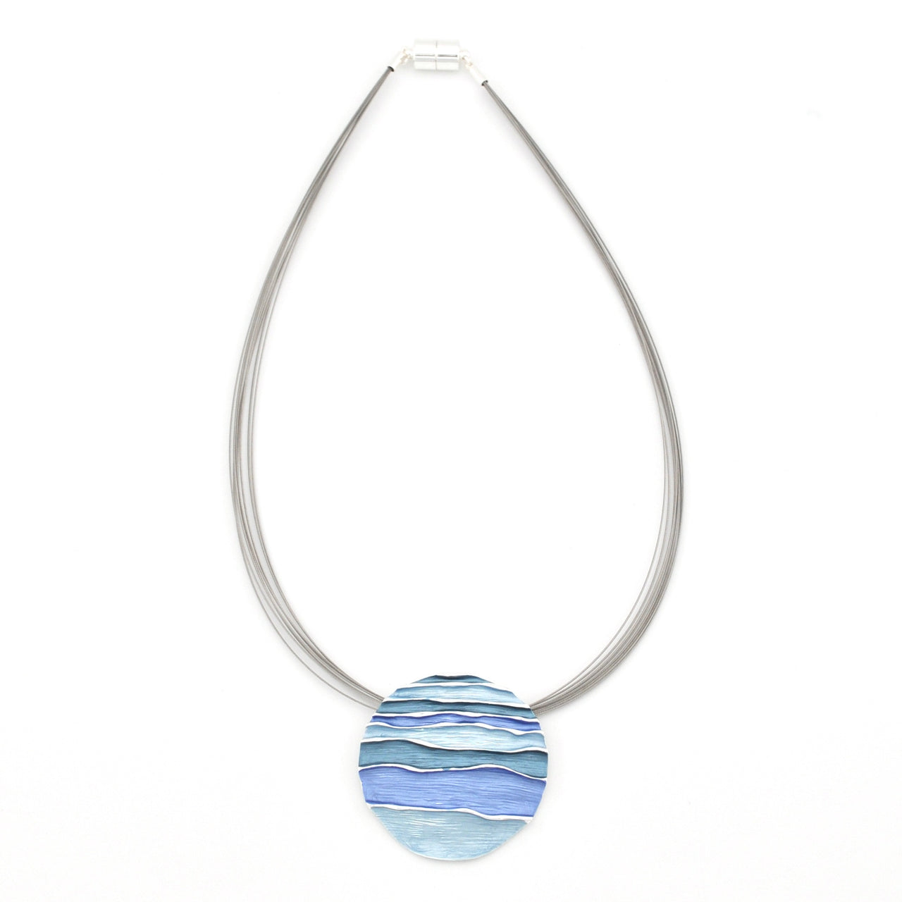 Blue Turquoise Ocean Waves Pendant Necklace