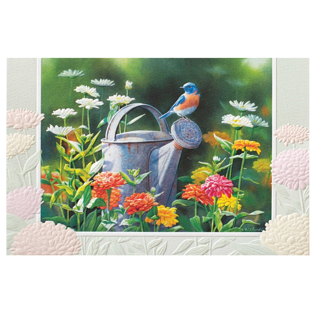 Bluebird and Zinnas Thinking of You Card