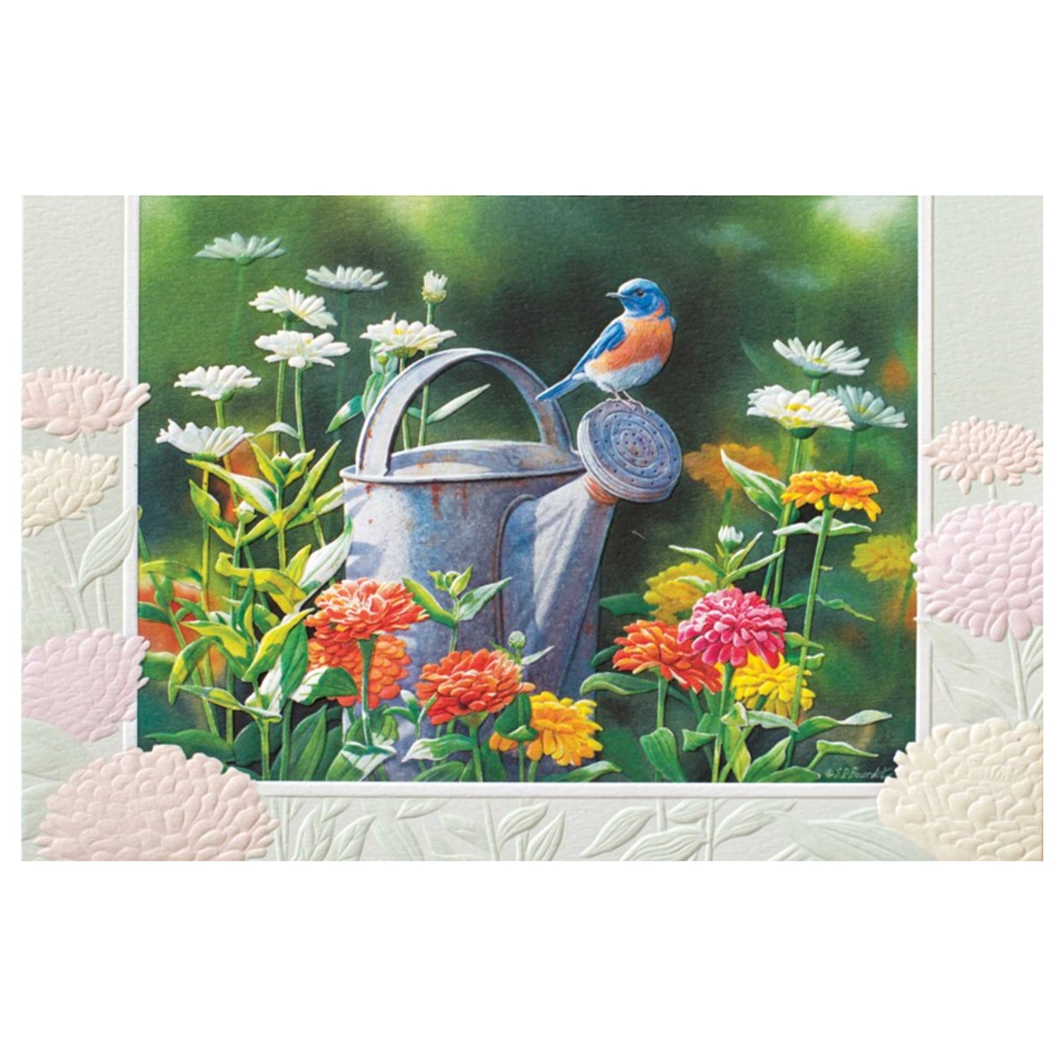 Bluebird and Zinnas Thinking of You Card