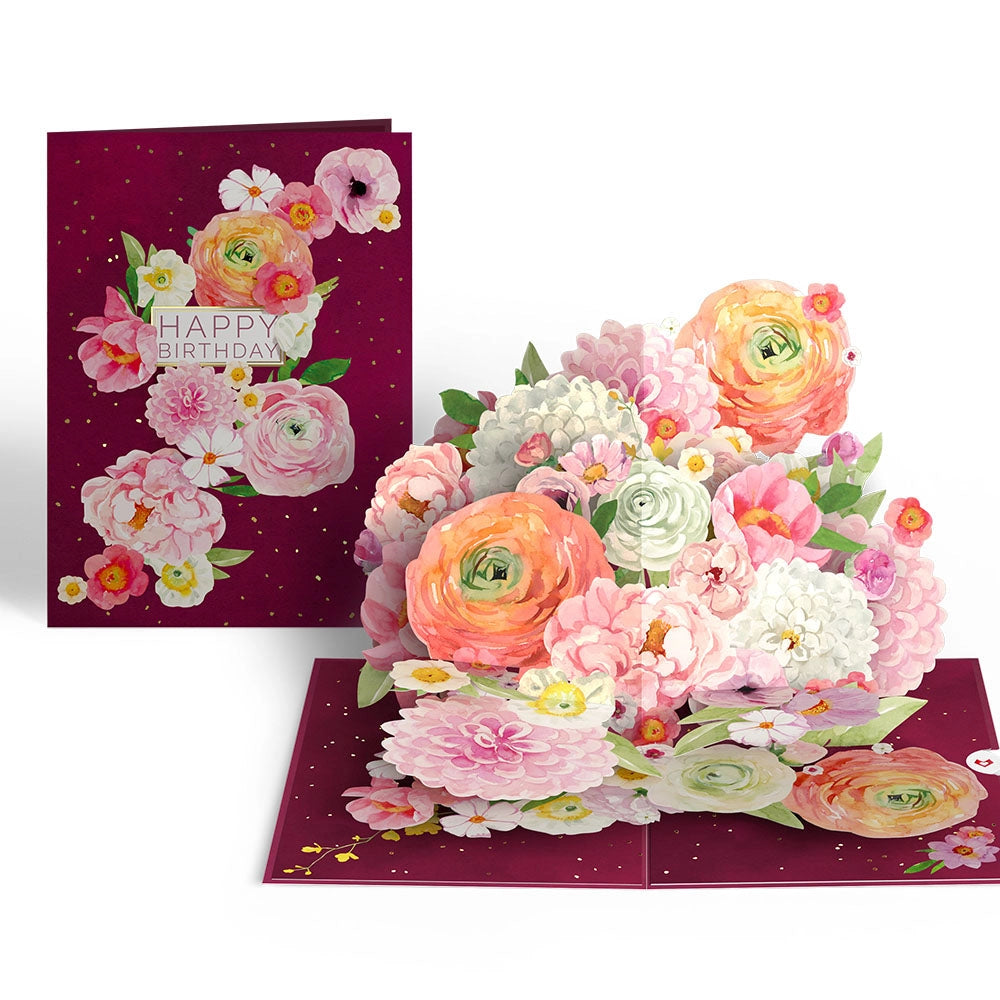 Blush Blooms Birthday Pop Up Card with Cover