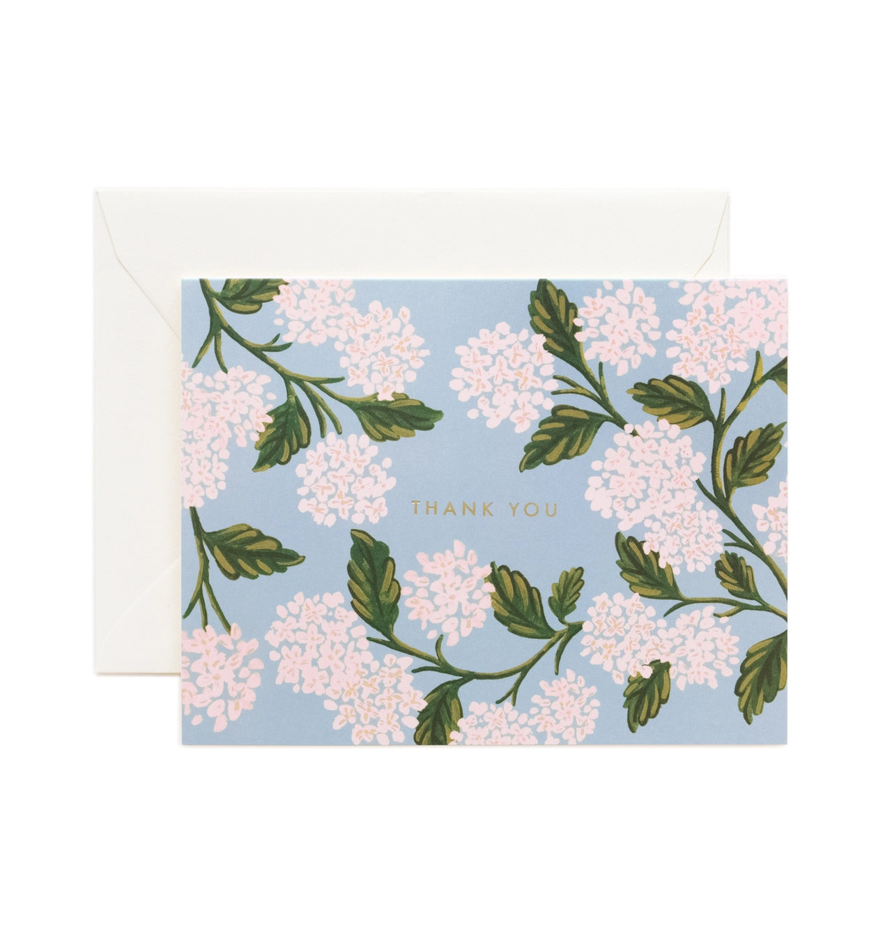 Floral card with 'Thank You' text on a light blue background