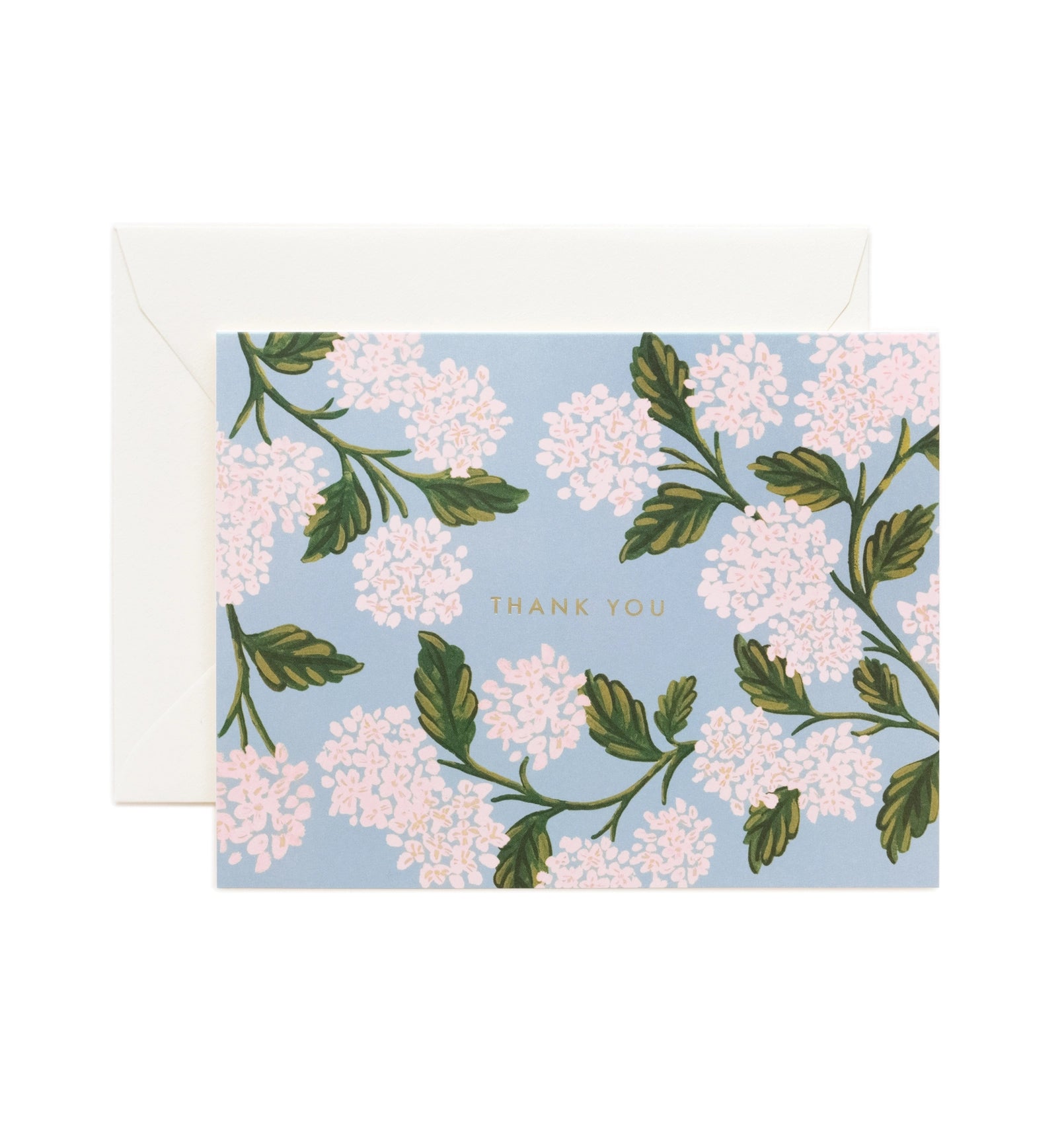 Floral card with 'Thank You' text on a light blue background