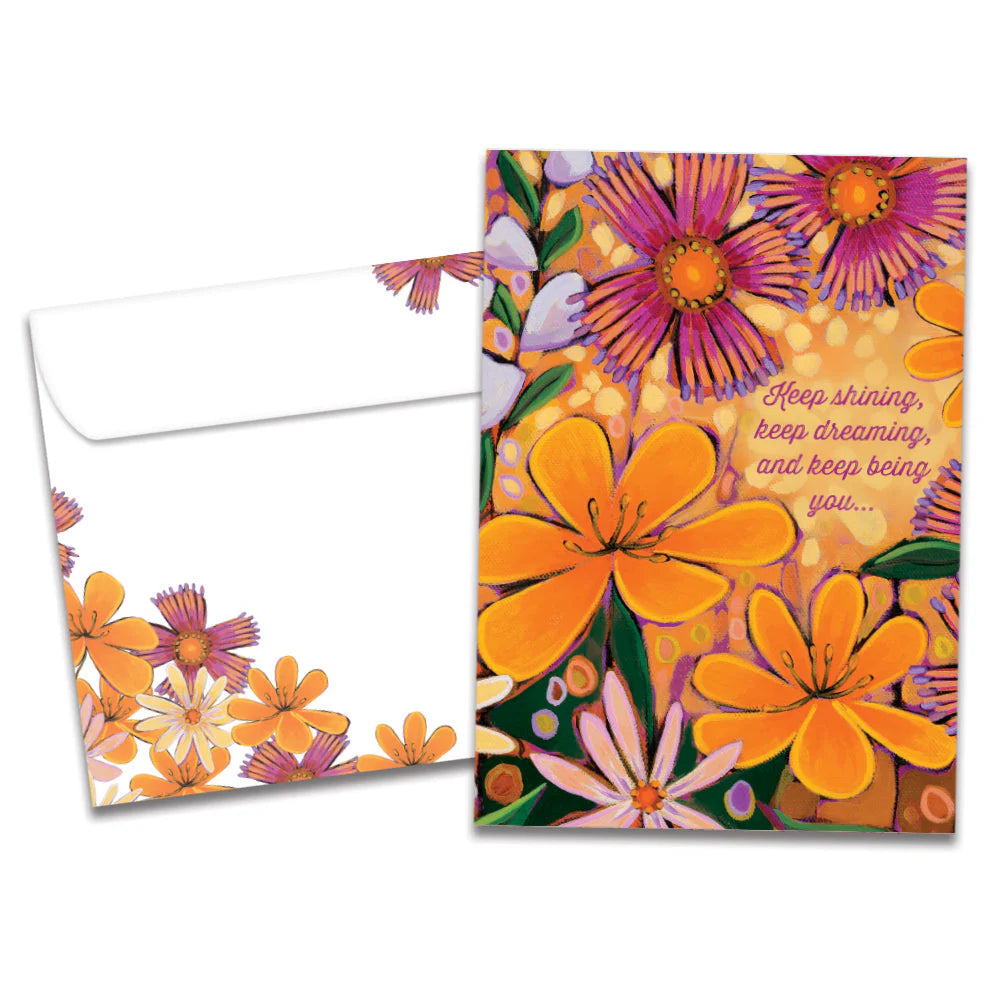 Brighter Florals Birthday Card on white background