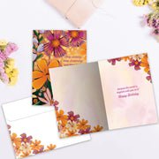 Brighter Florals Birthday Card opened with matching envelope