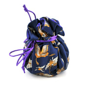Butterfly Dragonfly Brocade Jewelry Pouch Royal Blue on white background