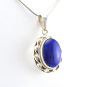 Side View Sterling Silver Lapis 12x18mm Oval Pendant