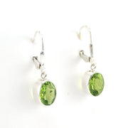 Alternate View Silver Peridot 7x9mm Oval Dangle Earrings