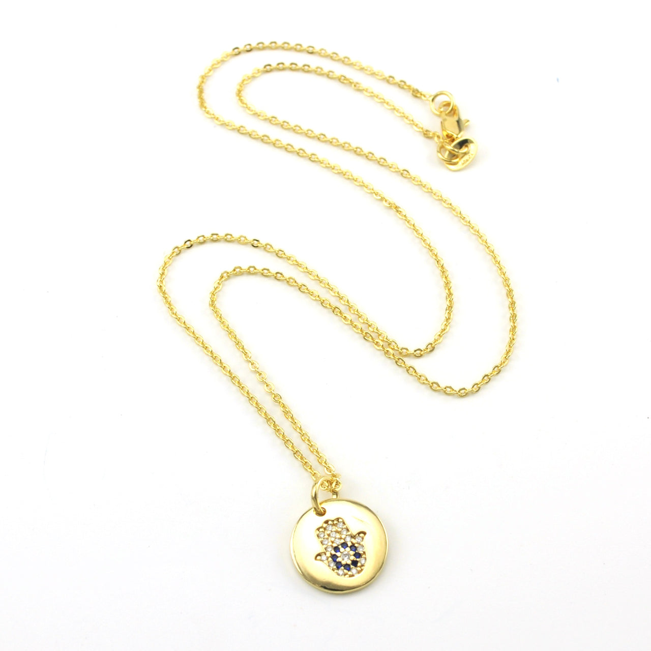 18k Gold Fill Cubic Zirconia Hamsa Necklace