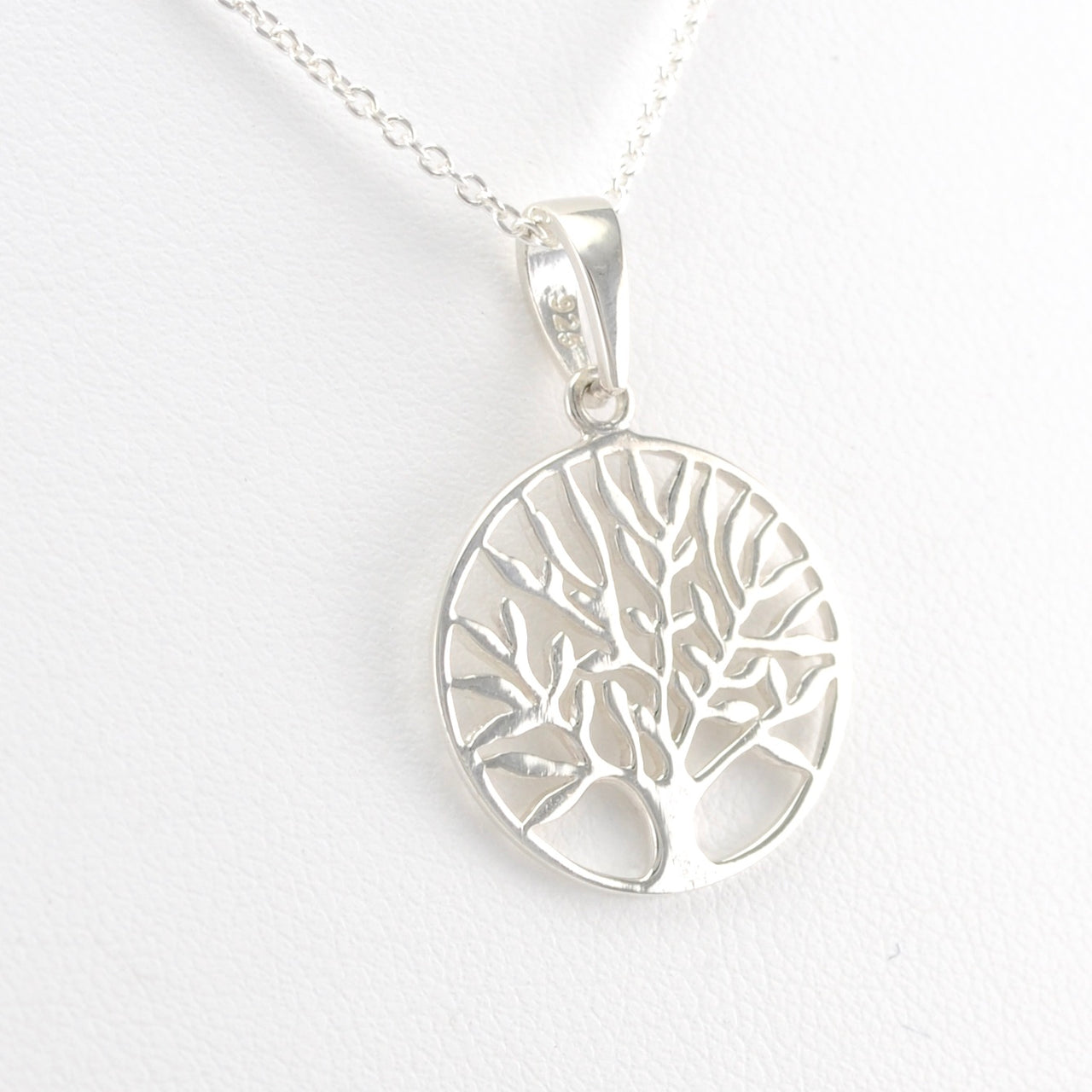 Side View Sterling Silver Tree of Life 18 Inch Necklace