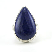 Alt View Sterling Silver Lapis 14x23mm Tear Bali Ring