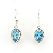 Alt View Sterling Silver Blue Topaz 7x10mm Pear Bali Dangle Earrings