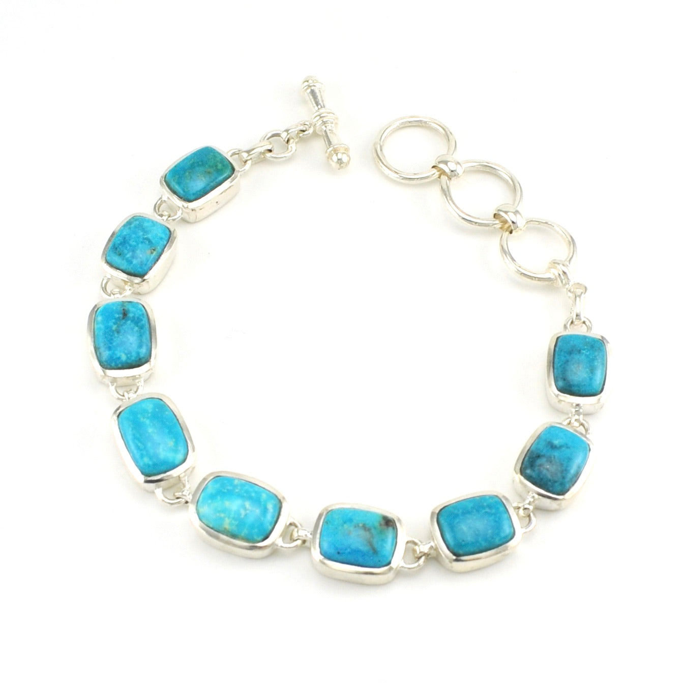 Sterling Silver Nacozari Turquoise Rectangle Toggle Bracelet