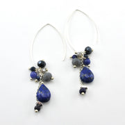Handmade Stone Drop Earrings Blue Silver