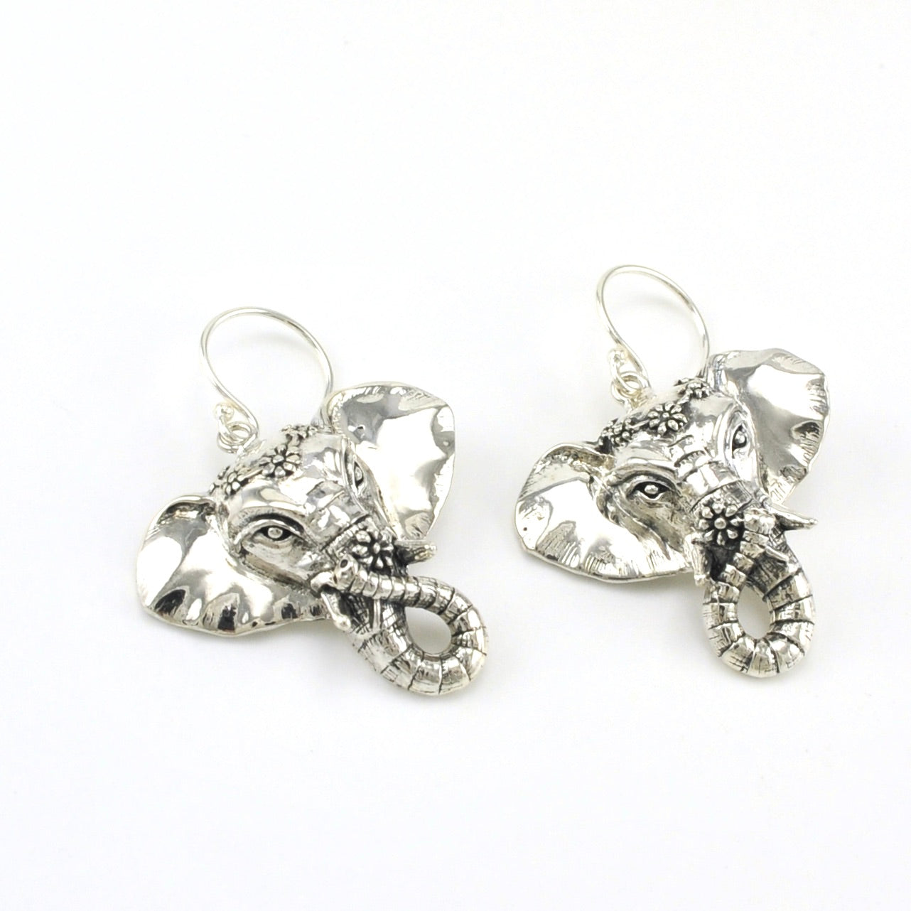 Sterling Silver Elephant Flower Earrings