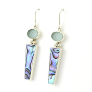 Alt View Sterling Silver Aqua Sea Glass Abalone Earrings