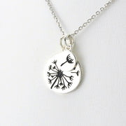 Side View Sterling Silver Dandelion 2 Piece Necklace