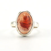 Alt View Sterling Silver Mexican Fire Opal Oval Bali Ring