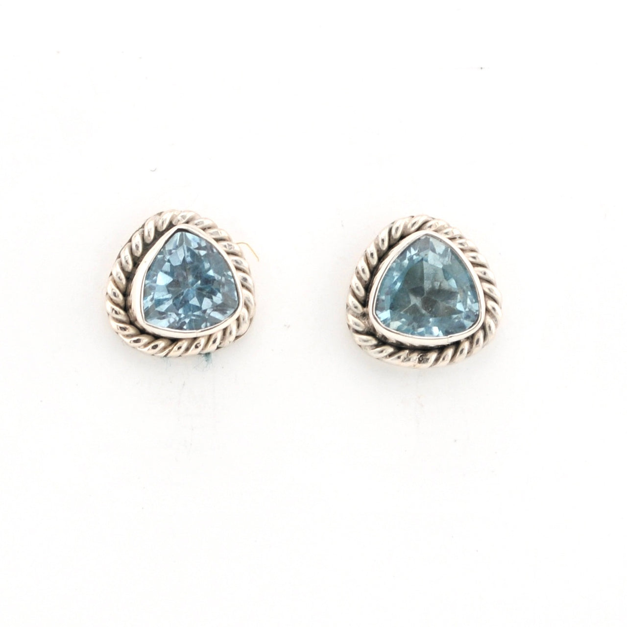 Sterling Silver Blue Topaz Trillion Post Earrings
