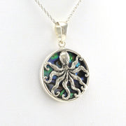 Alt View Sterling Silver Abalone Octopus Necklace