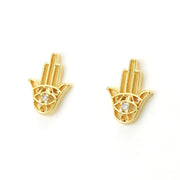 Side View 18k Gold Fill Cubic Zirconia Hamsa Earrings