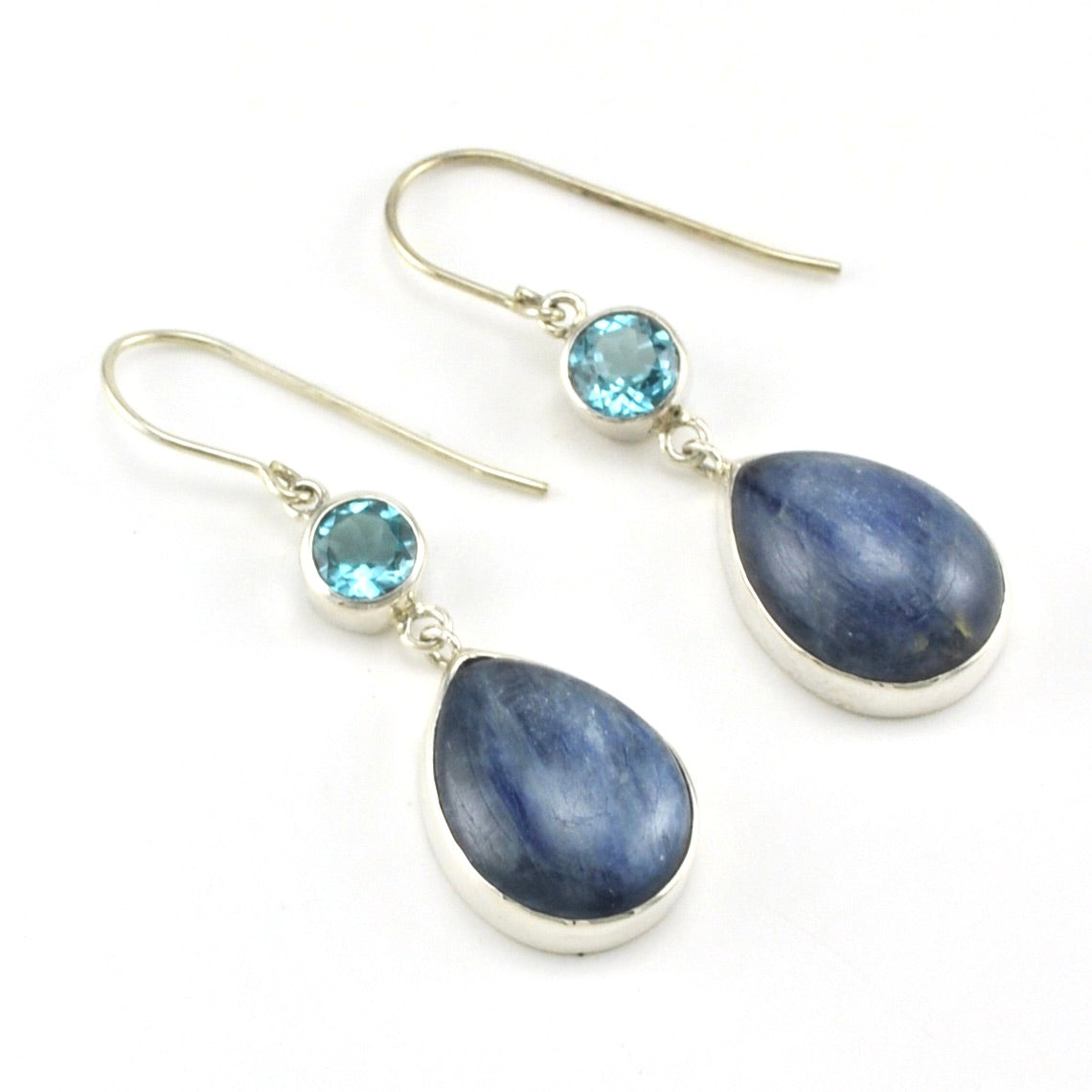Sterling Silver Blue Topaz Kyanite Dangle Earrings