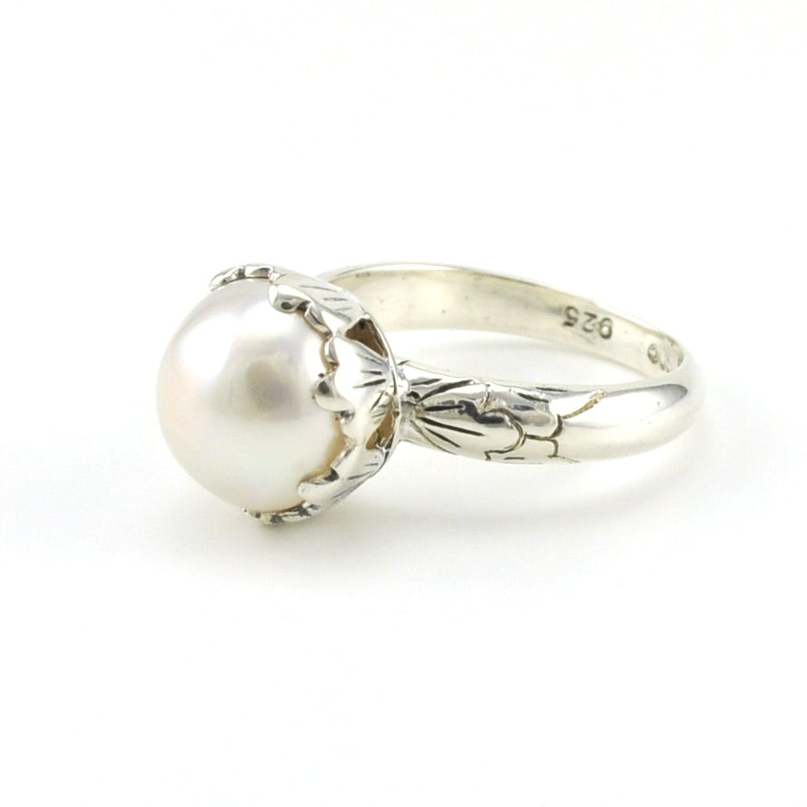 Sterling Silver White Pearl Ring