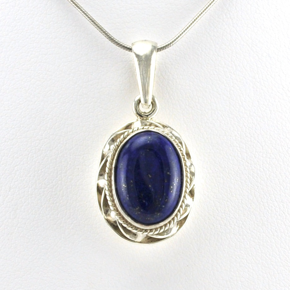 Alt View Sterling Silver Lapis 10x12mm Oval Pendant