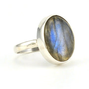 Side View Sterling Silver Labradorite 12x15mm Oval Ring