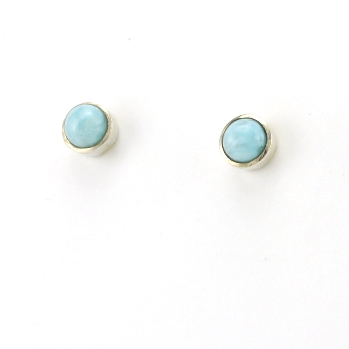 Sterling Silver Larimar 5mm Round Post Earrings