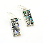 Sterling Silver Abalone Mermaid Rectangle Dangle Earrings