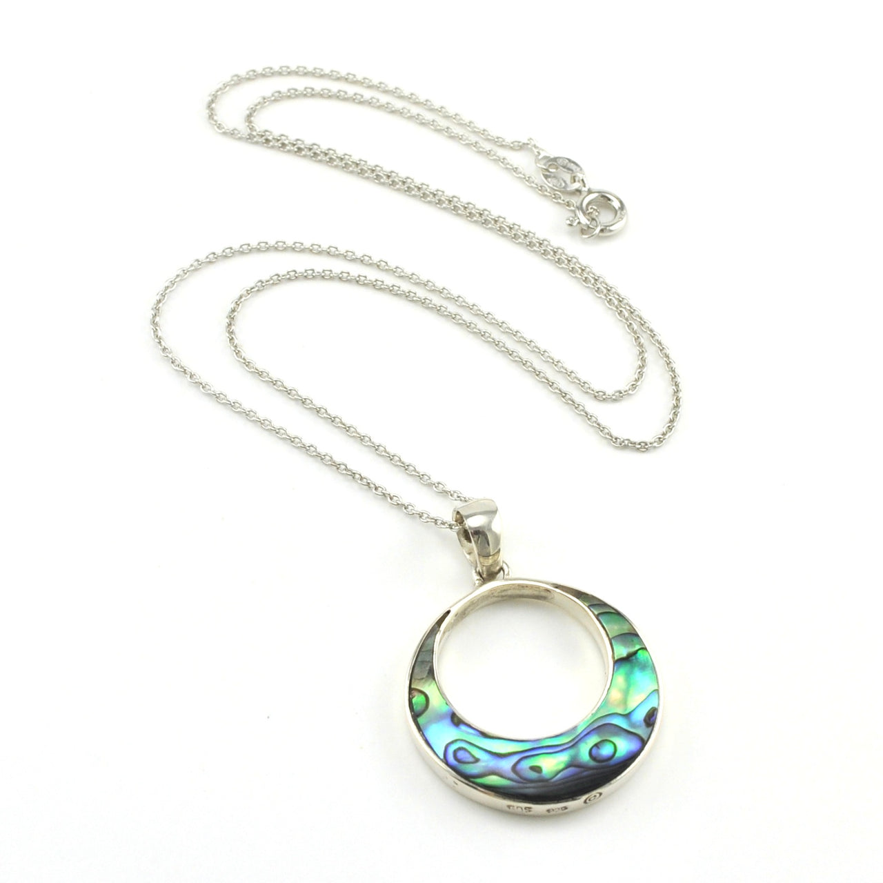 Sterling Silver Abalone Round Necklace
