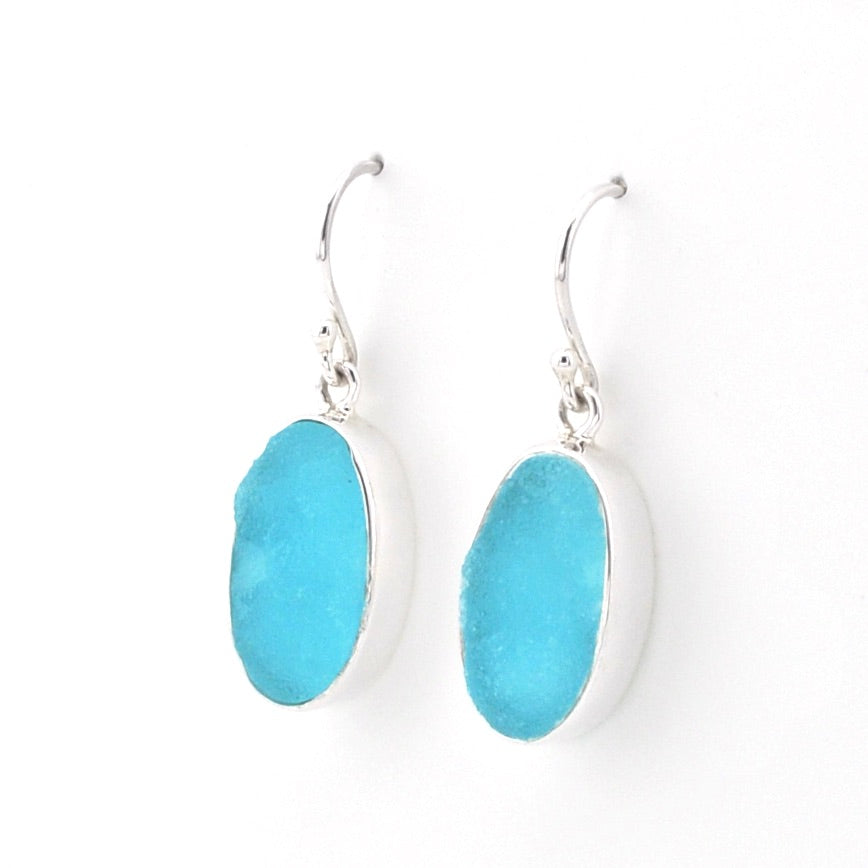 Sterling Silver Hemimorphite Druzy Dangle Earrings