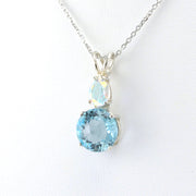Side View Sterling Silver Blue Topaz with Mystic Topaz Necklace