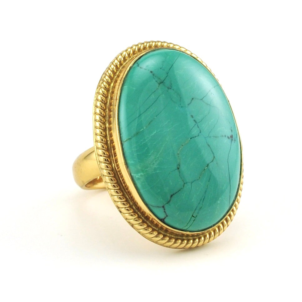 Alchemía Turquoise Large Oval Rope Ring
