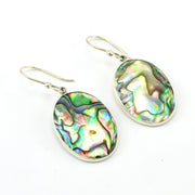 Sterling Silver Abalone Oval Dangle Earrings