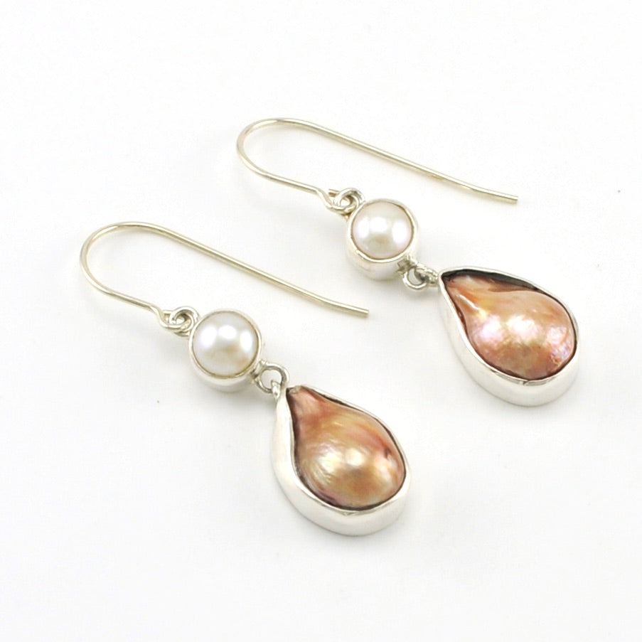 Sterling Silver Baroque Pearl Dangle Earrings