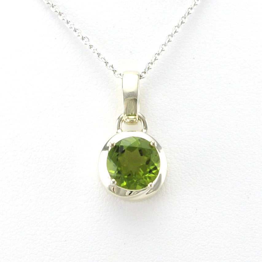 Alt View Sterling Silver Peridot 8mm Round Necklace