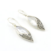 Sterling Silver Mother of Pearl Marquise Bali Earrings