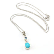 Sterling Silver Arizona Turquoise 6x8mm Oval with Topaz Necklace