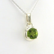 Side View Sterling Silver Peridot 8mm Round Necklace