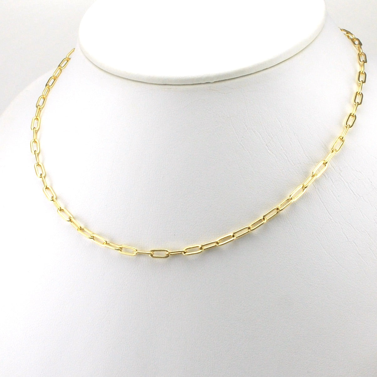 Alt View 18k Gold Fill 16 Inch Short Link Paperclip Chain with Extender