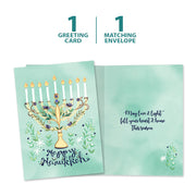 Card Inside Floral Menorah Hanukkah Greeting Card