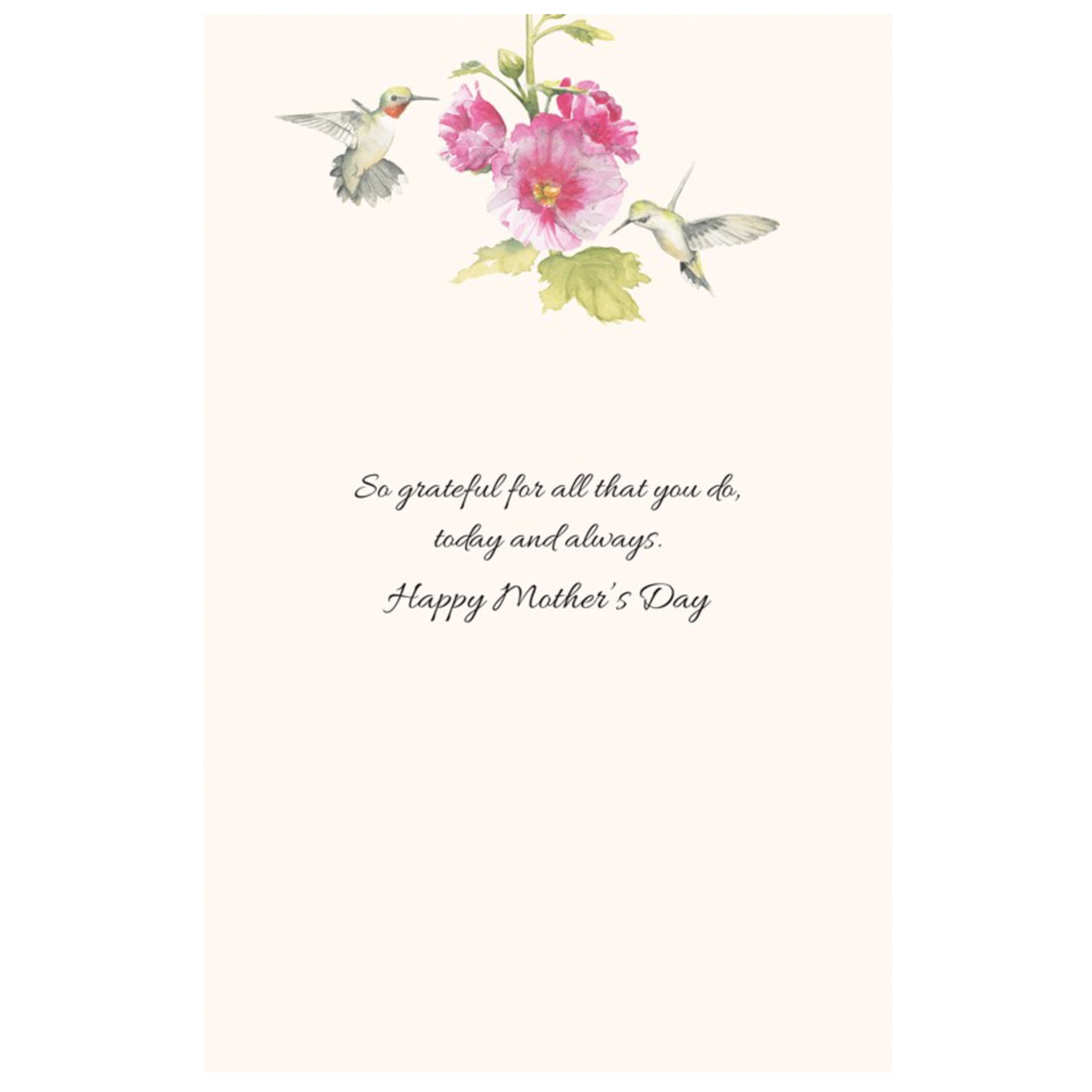 Card Inside Hollyhocks Oasis Mother's Day Card