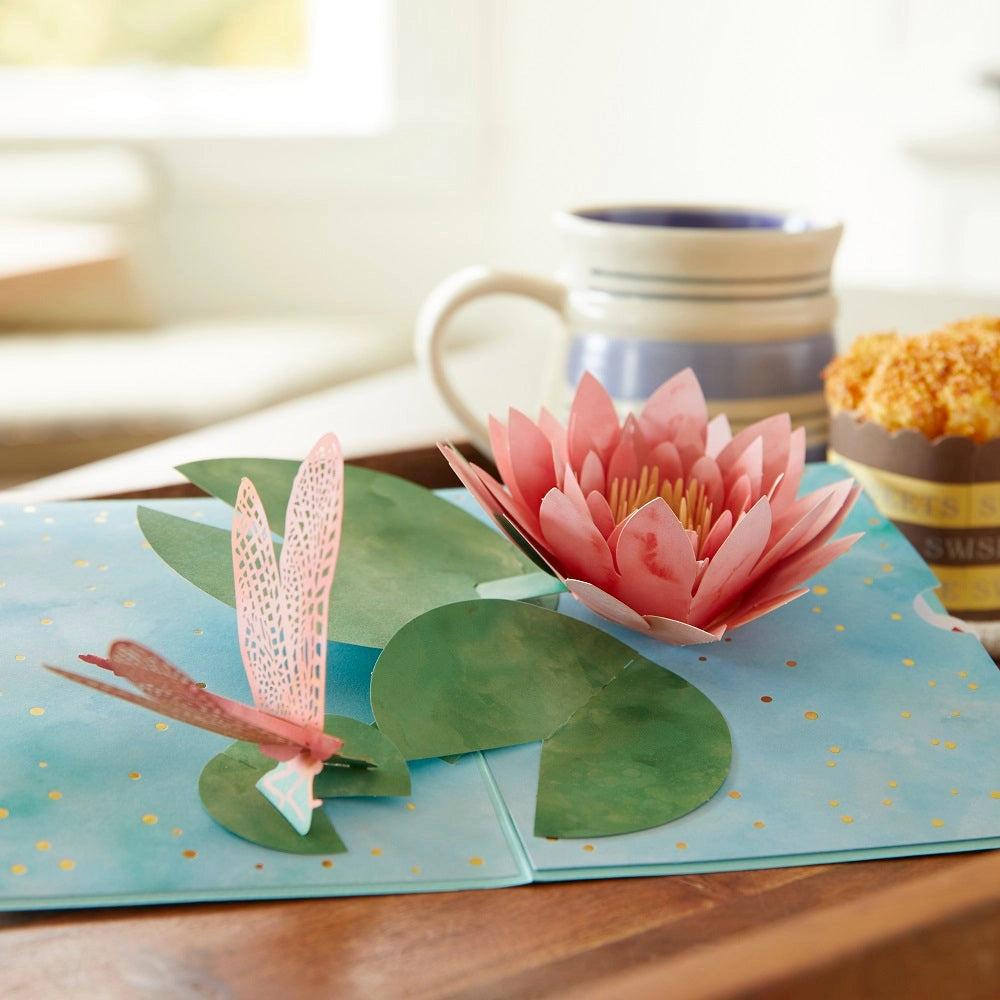 Card in Room Water Lily Dragonfly Pop Up Card