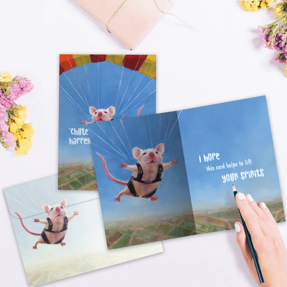 Chute Happens Encouragement Card opened with matching envelope