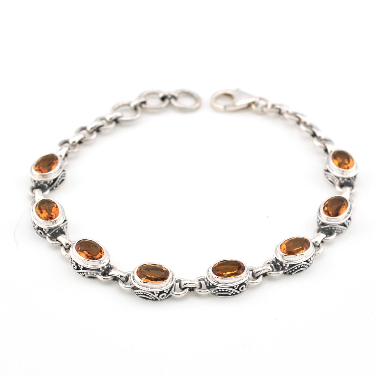 Citrine Oval Bali Link Bracelet