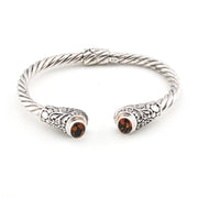 Citrine Oval Hinged Bali Cuff Bracelet